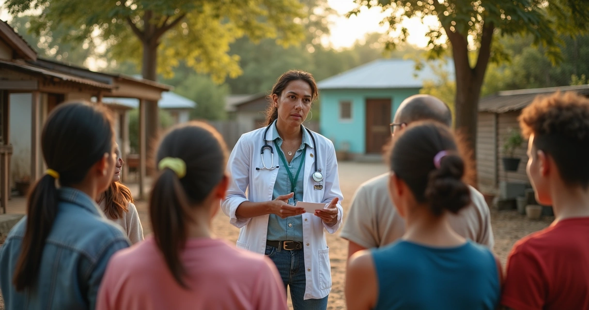 Profissional de saúde orienta grupo sobre prevenção sexual