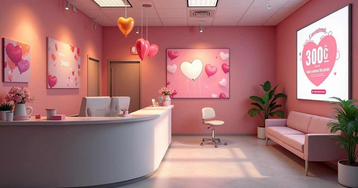 Consultório odontológico decorado para campanha sazonal 