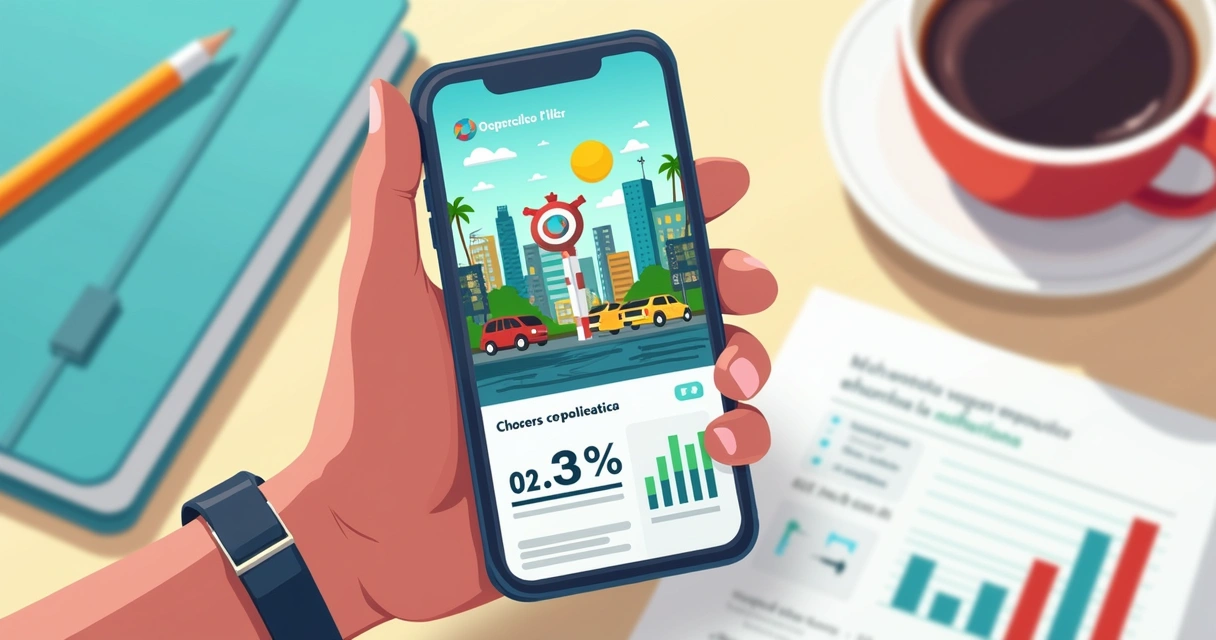 Campanha publicitária segmentada para Curitiba aparecendo em smartphone