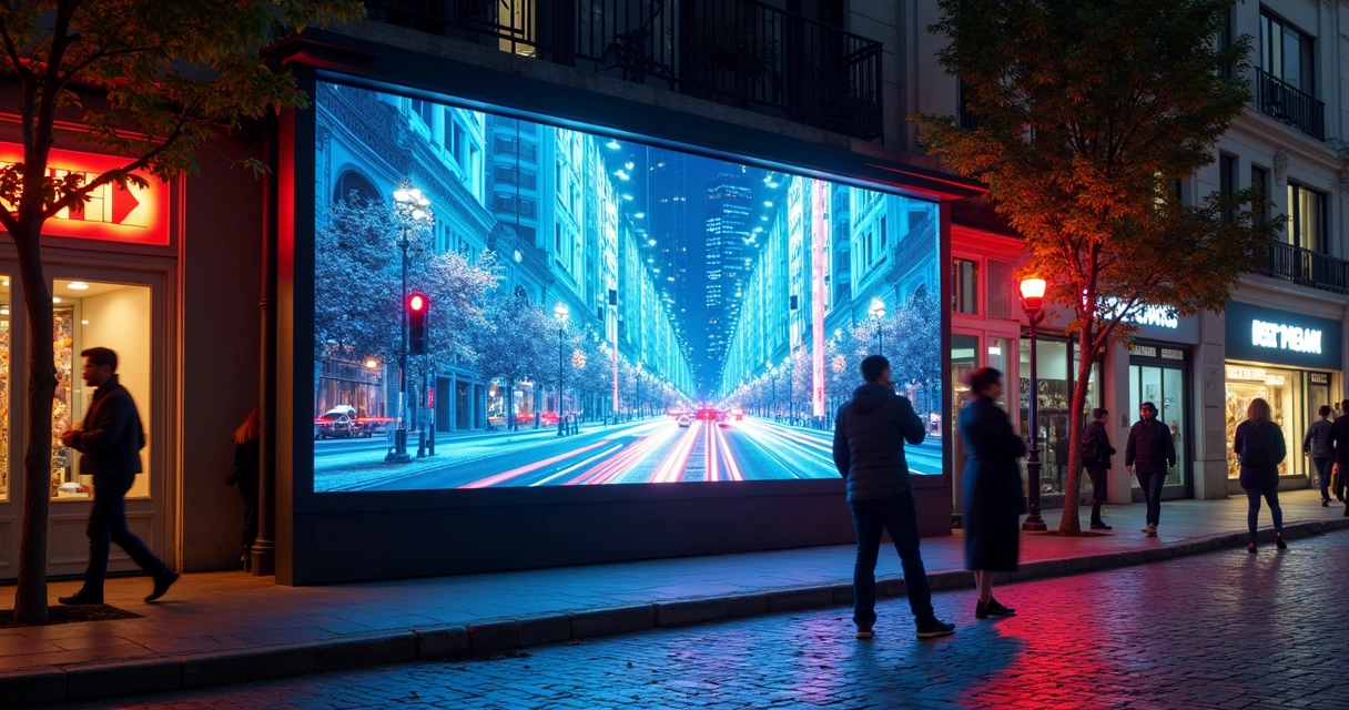 Instalação de rua moderna com QR Code em painel digital