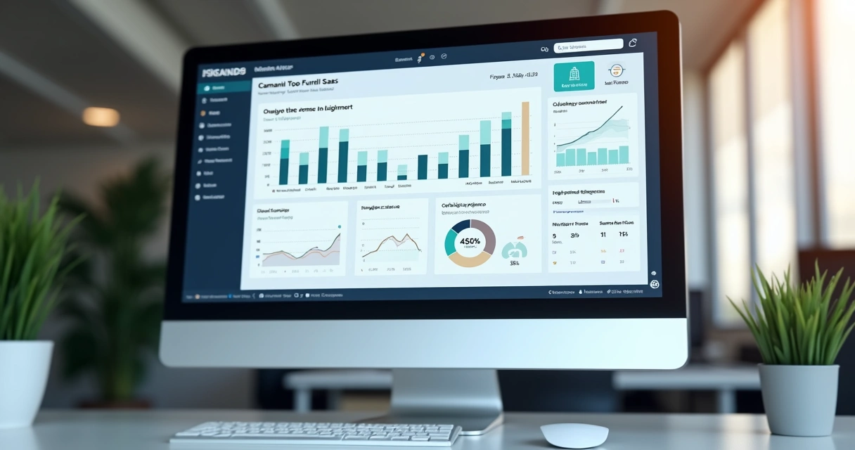 Tela de campanha digital com gráficos de alcance e taxa de cliques 