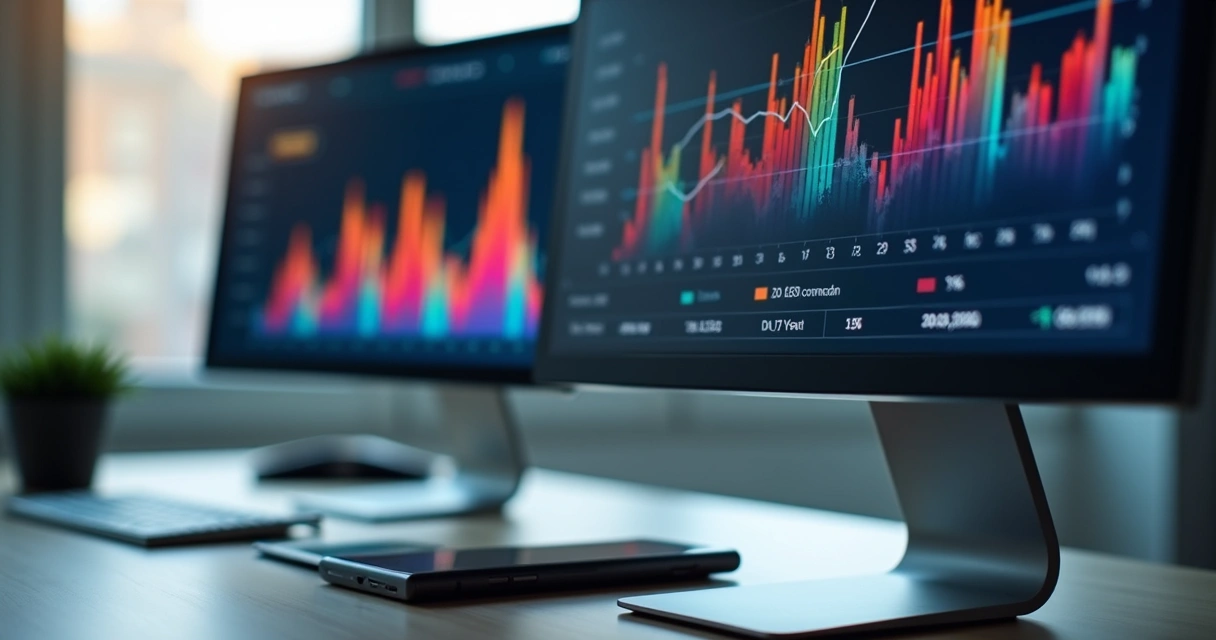 Monitor mostrando estatísticas de campanhas de anúncios online 