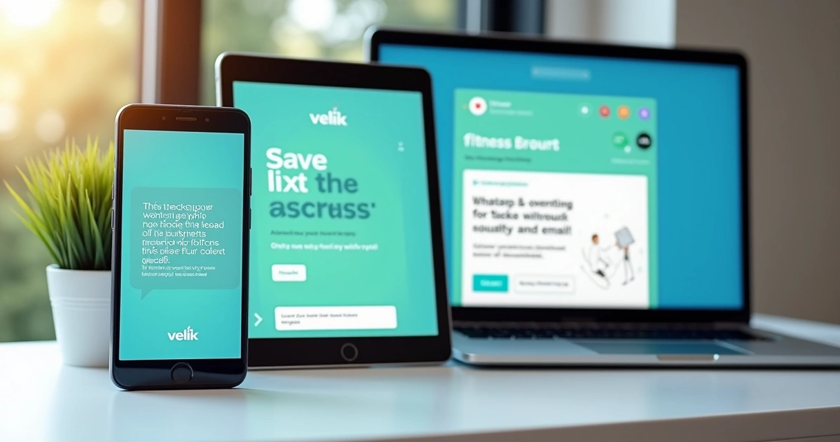 Campanha de winback com e-mail, WhatsApp e SMS em telas de dispositivos diferentes 