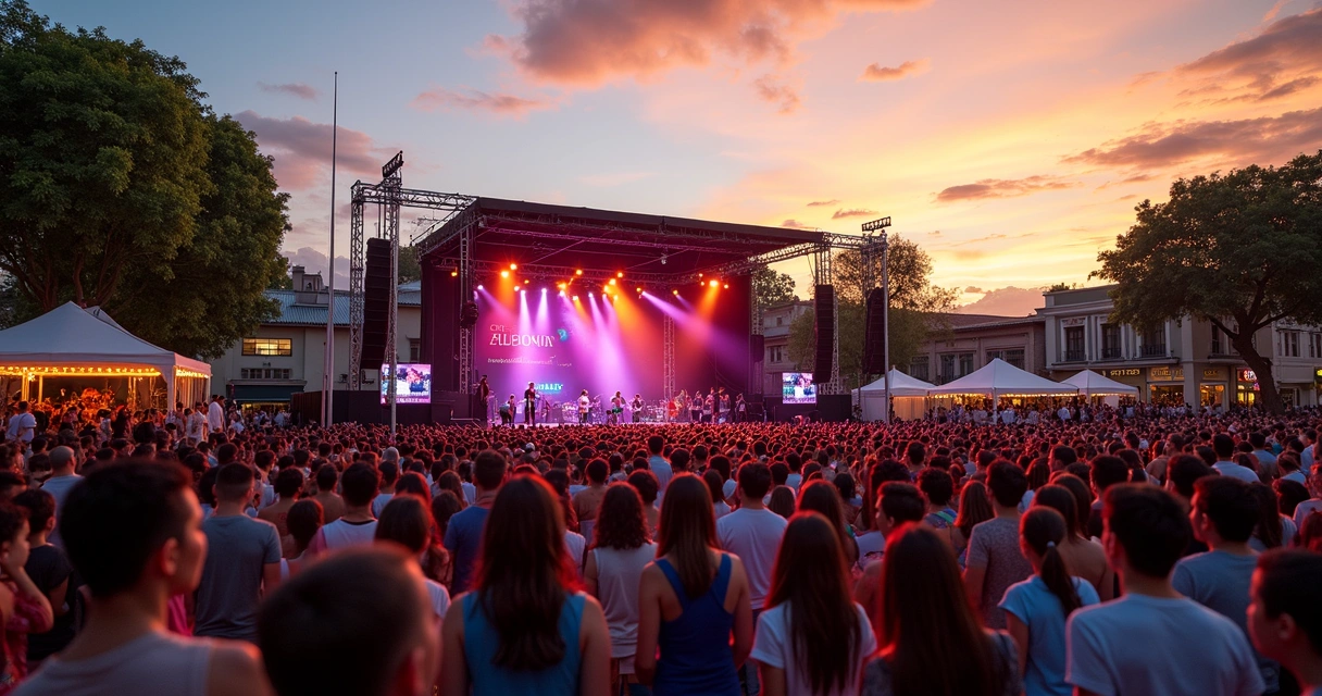 Pessoas assistindo a show ao ar livre em Campo Grande durante o Campão Cultural 