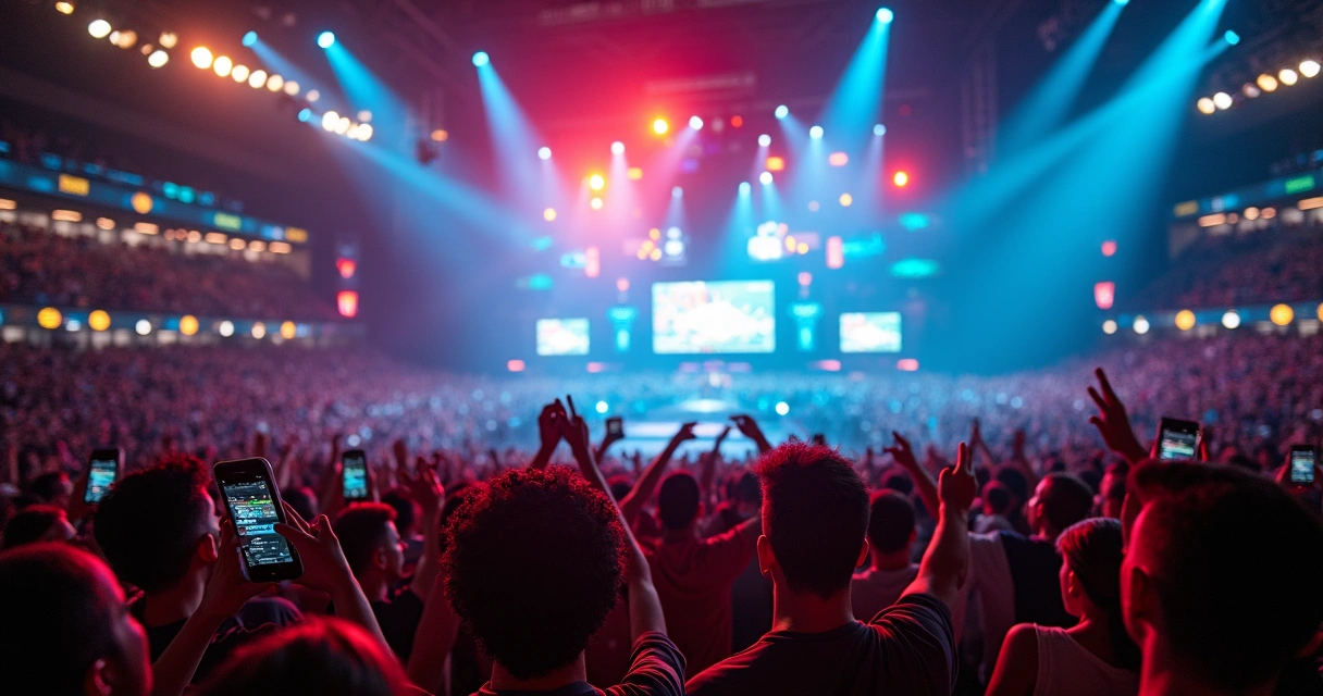 Final de campeonato de eSports com torcida animada