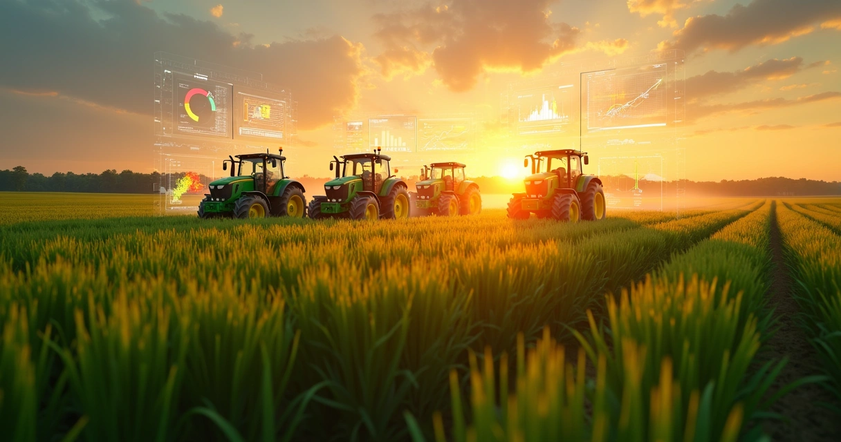 Campo de plantação com tecnologia agrícola moderna 