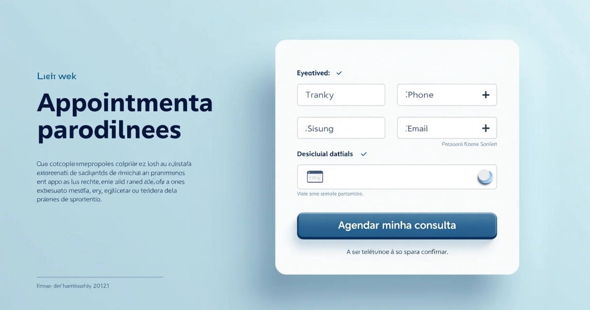 Formulário de agendamento de clínica odontológica com microcopy ao lado dos campos