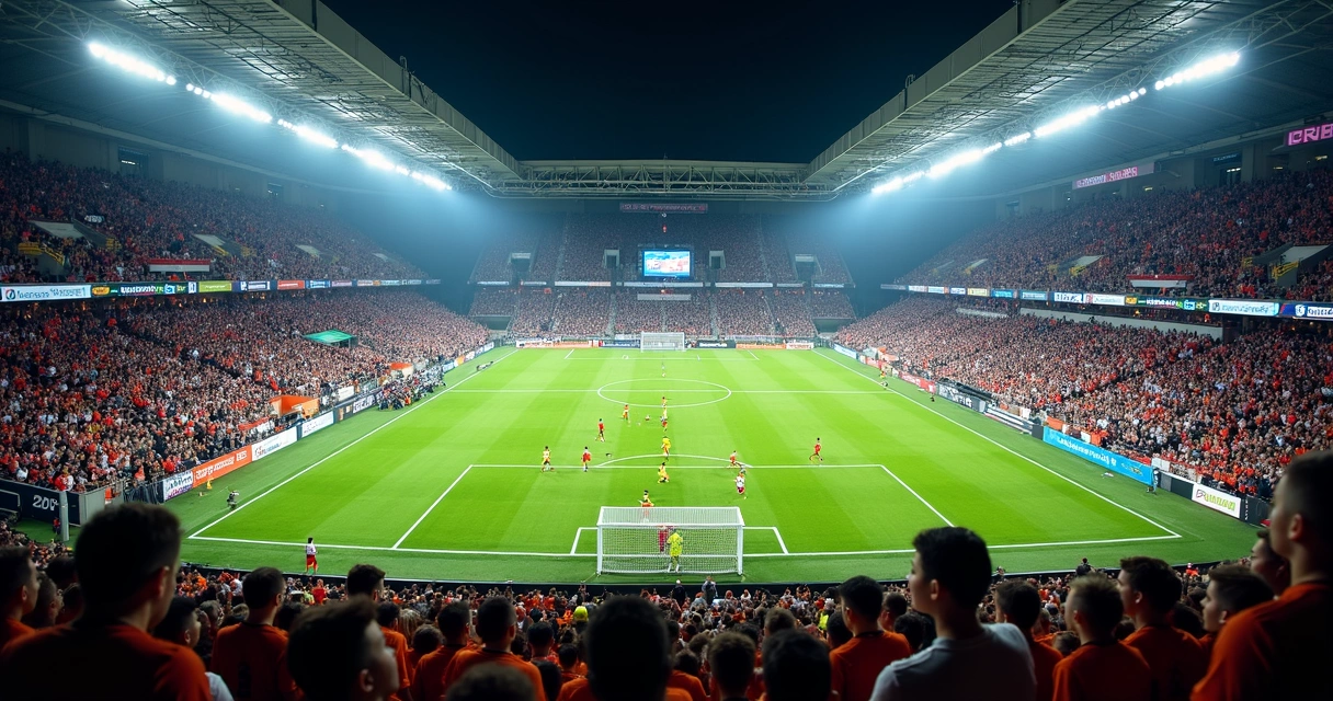 Jogo no campo moderno da Kings League com LEDs no entorno