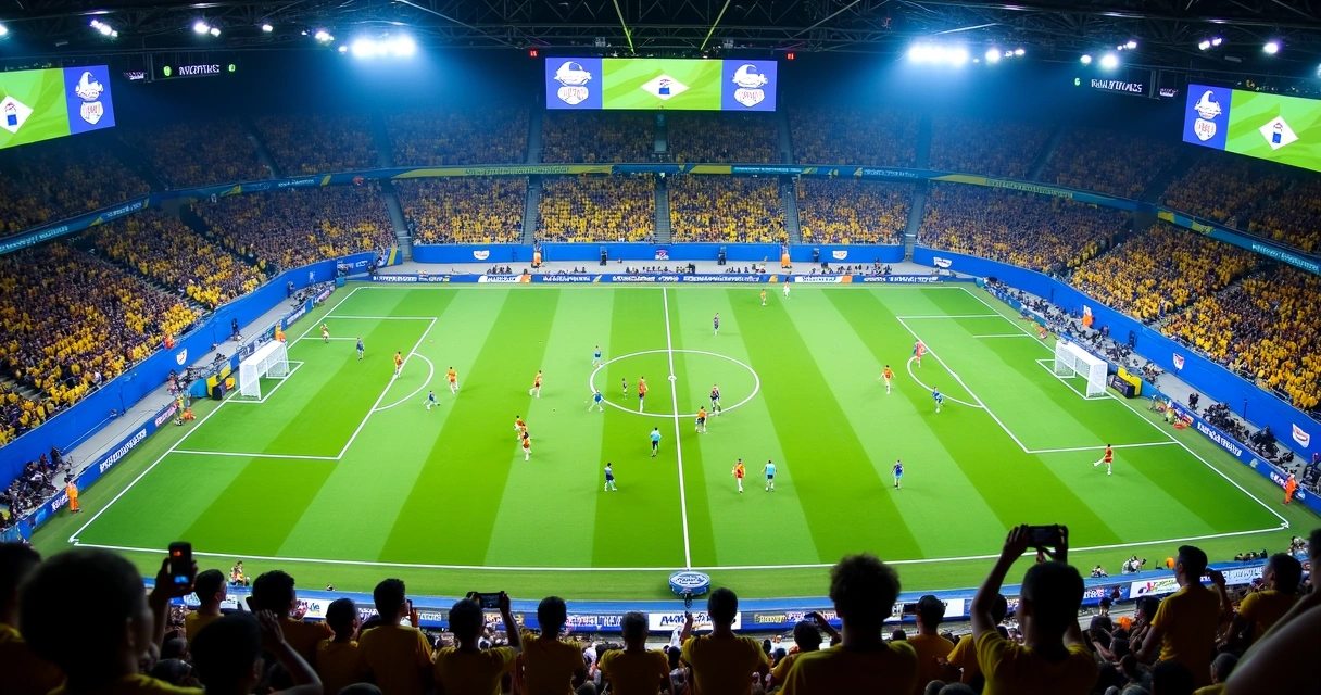Campo reduzido da Kings League com jogadores em ação 
