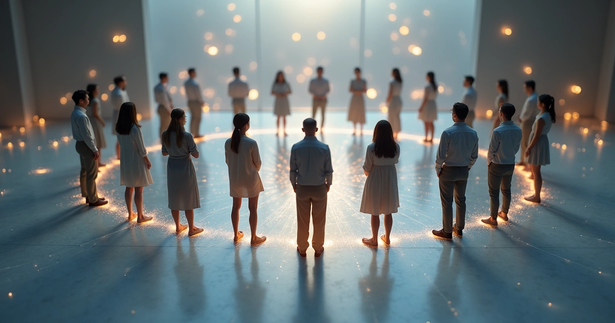 Rede de pessoas conectadas por campos de energia sutis 