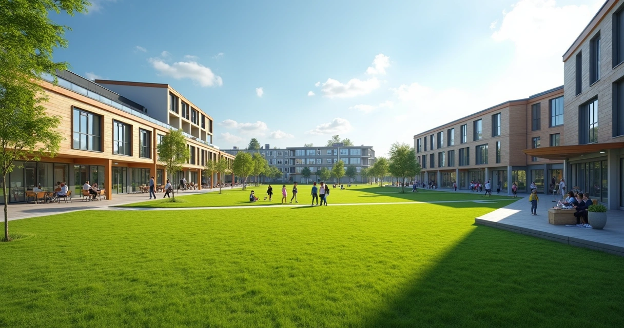 Área externa do campus do acampamento de verão em Bruxelas 