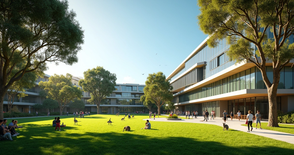 Campus universitário australiano ensolarado