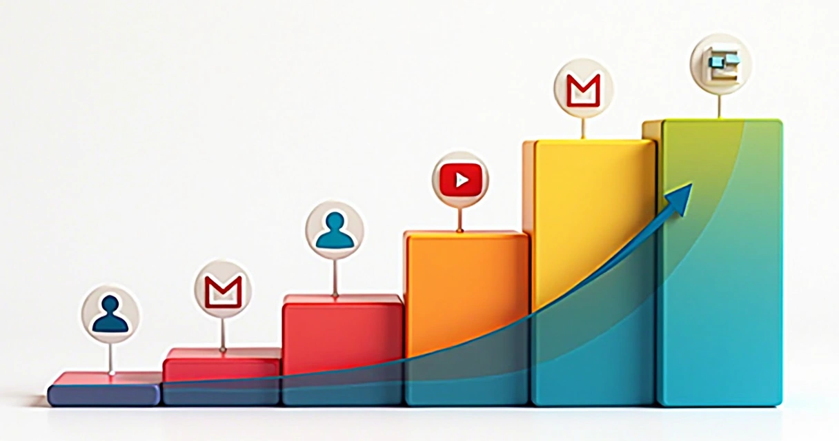 Gráfico colorido mostrando diferentes canais e um canal principal destacado 