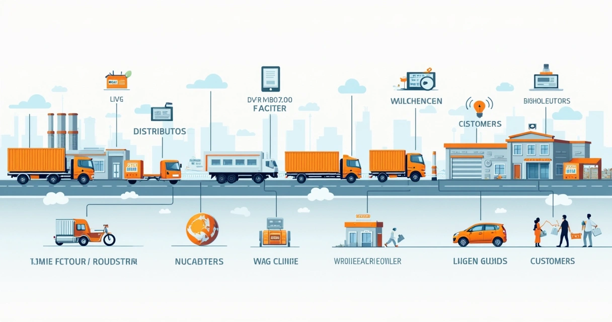Diagrama ilustrando múltiplos canais de distribuição de produtos do fabricante ao cliente final 