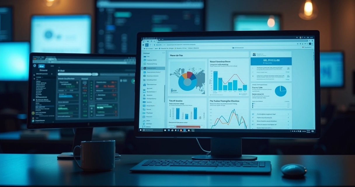 Diversos dispositivos conectados exibindo anúncios digitais B2B 