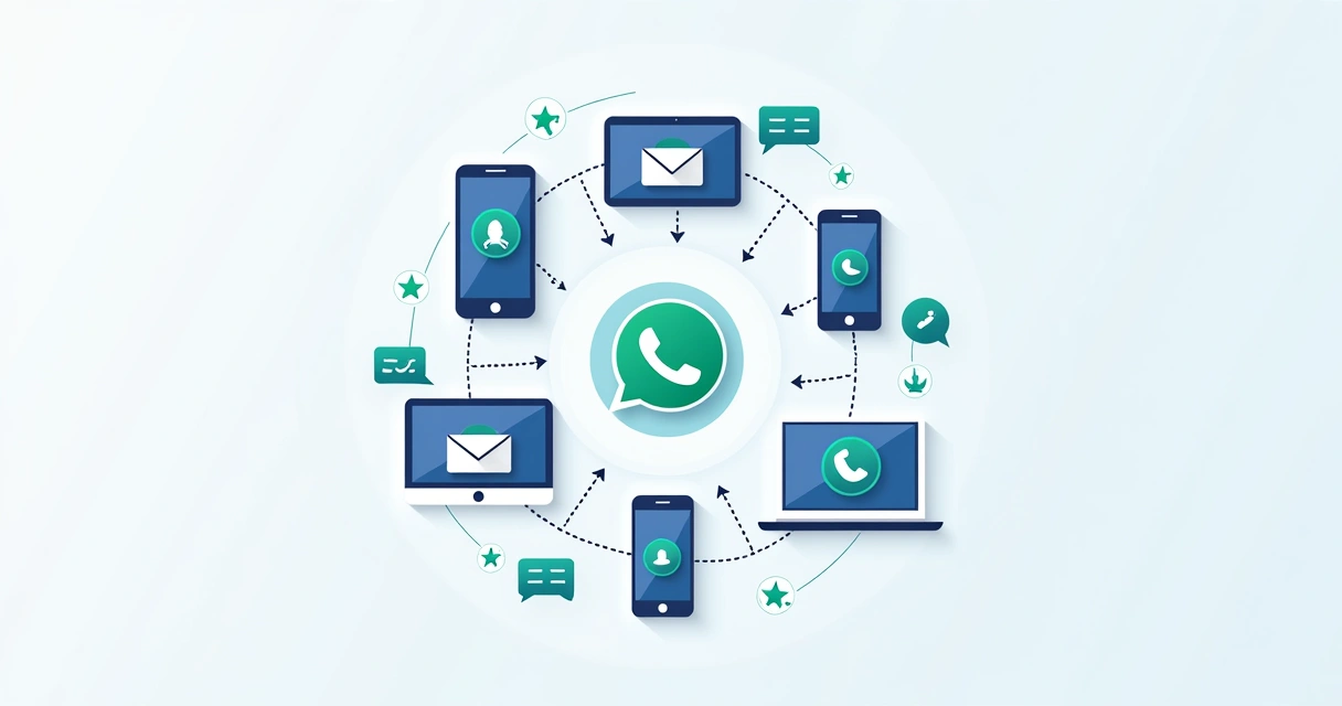 Vários dispositivos mostrando diferentes canais de comunicação 