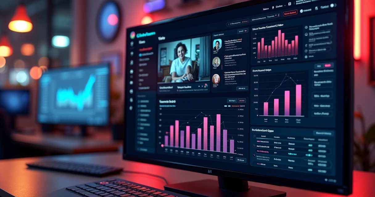 Dark channel screen showing graphs and AI in action