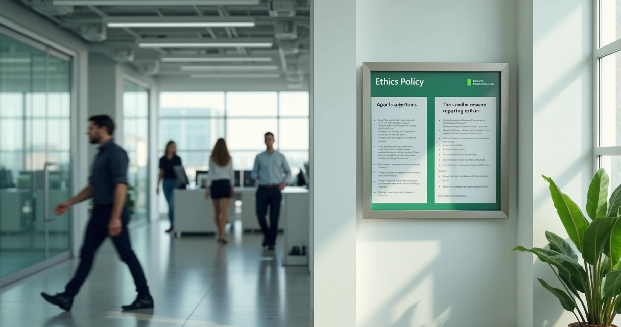 Painel de denúncia ética em escritório moderno 