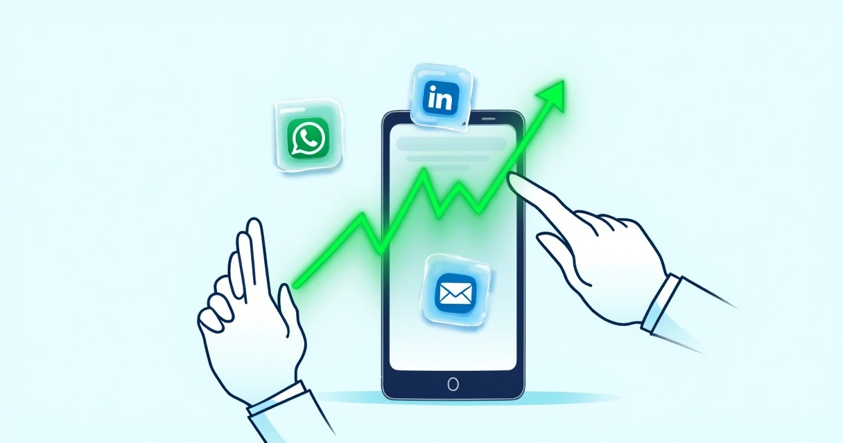 Destaque para LinkedIn, WhatsApp e gráfico de vendas em alta 