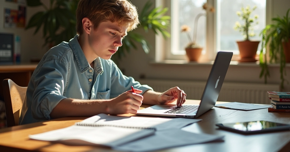 Pessoa com notebook revisando faturas e cancelando assinaturas online. 