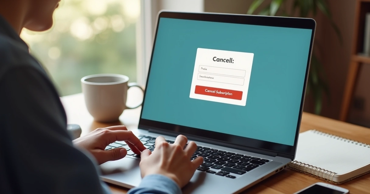 Pessoa usando notebook para cancelar assinatura digital