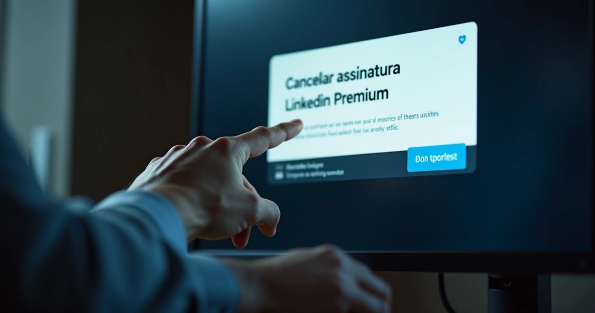 Pessoa desativando assinatura do LinkedIn Premium no computador 