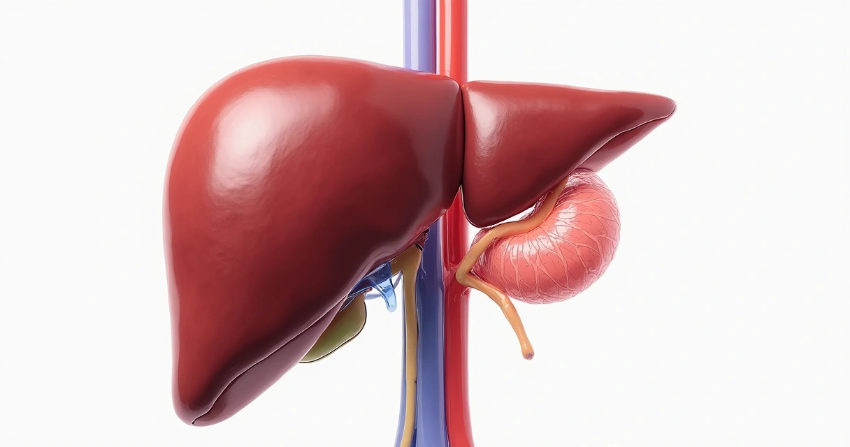 Ilustração detalhada das vias biliares humanas 