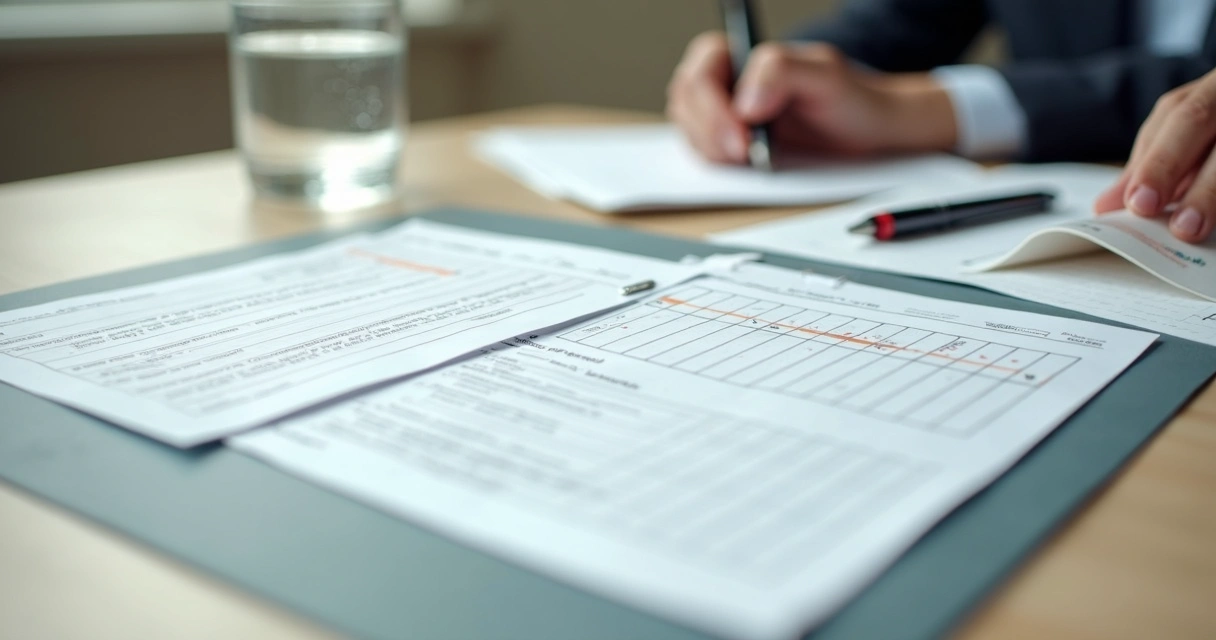 Interview notes with rating scales on a hiring desk 