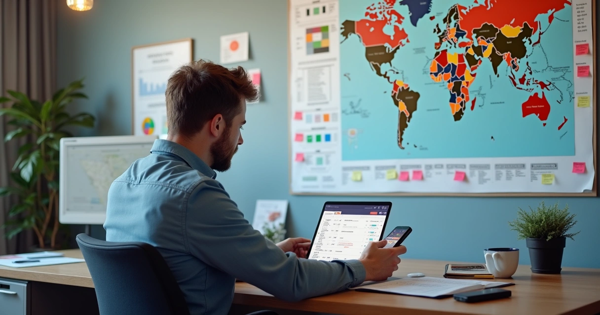 Candidato gerindo base eleitoral por celular e computador