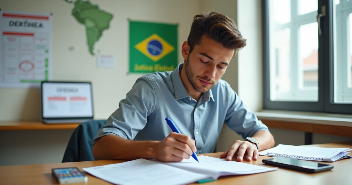 Pré-candidato preenche formulário de registro de candidatura em cartório eleitoral 