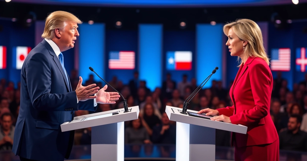 Candidatos rivais em debate político 