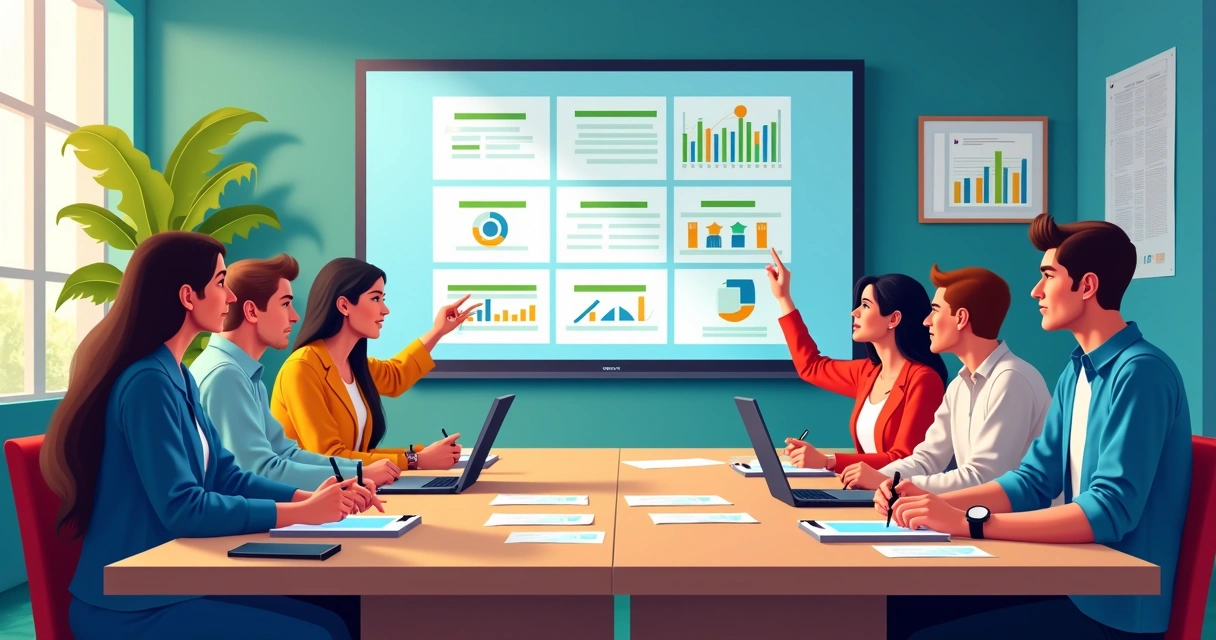 Equipe de campanha eleitoral analisando código de conduta em ambiente colaborativo
