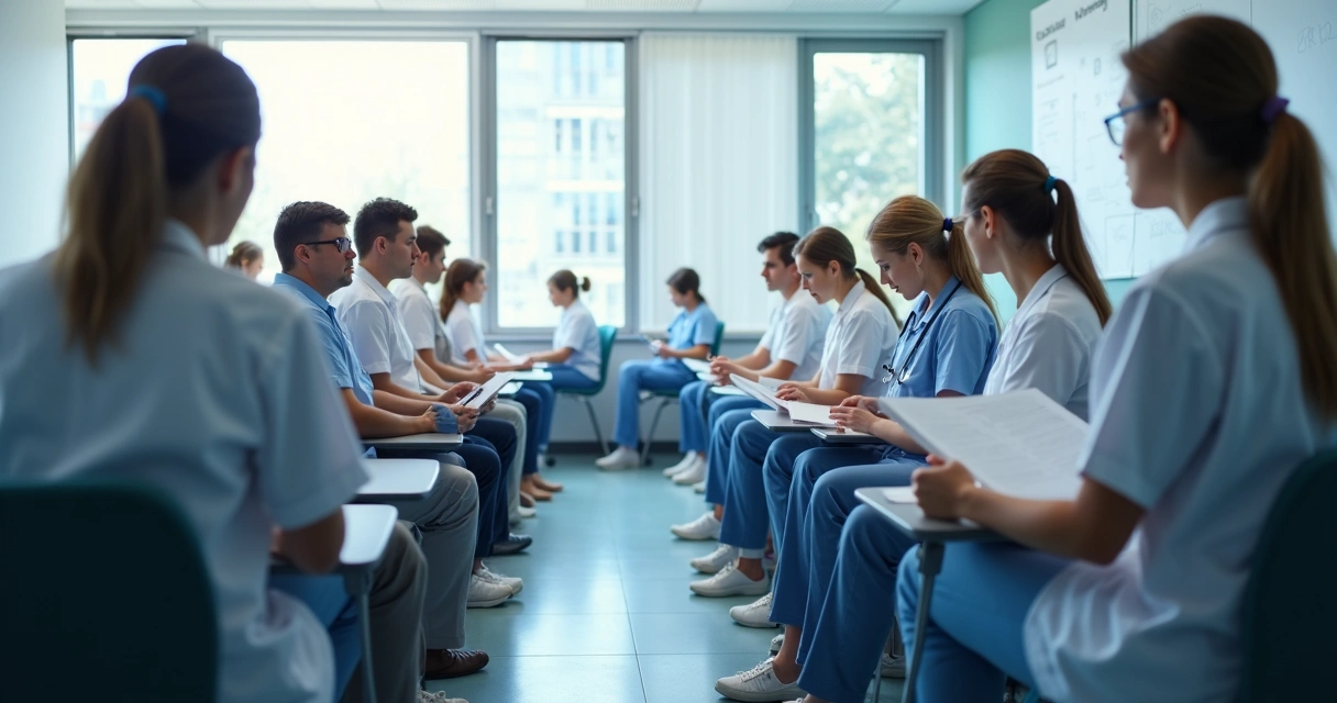 Candidatos aguardando o início da prova de residência 