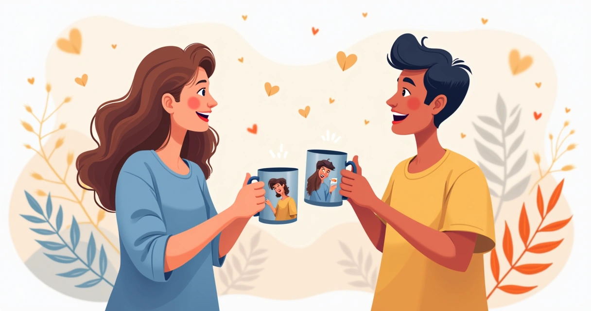 Caneca personalizada com foto de amigos sorrindo 