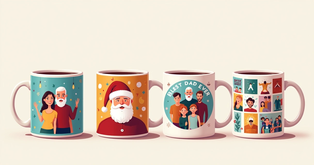 Galeria de canecas para Natal, Dia dos Pais e grupos de amigos 