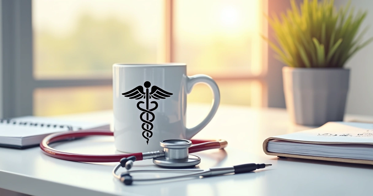 Caneca personalizada com símbolo da medicina e nome na base 