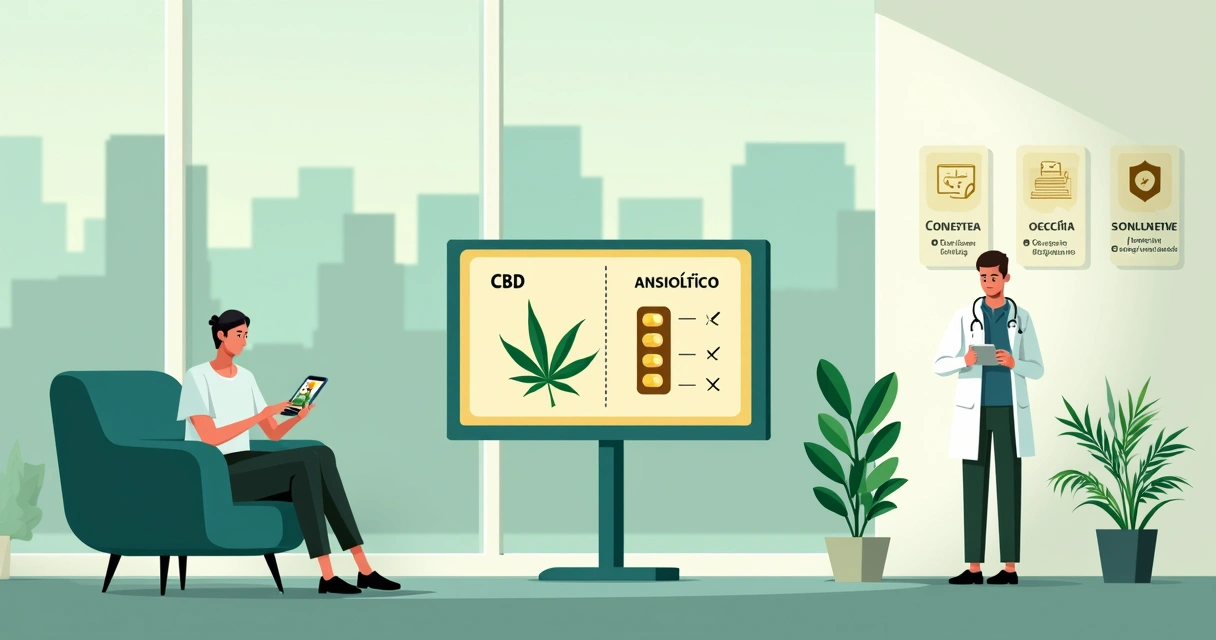 Ilustração de clínica moderna em Osasco com foco em cannabis medicinal e segurança 