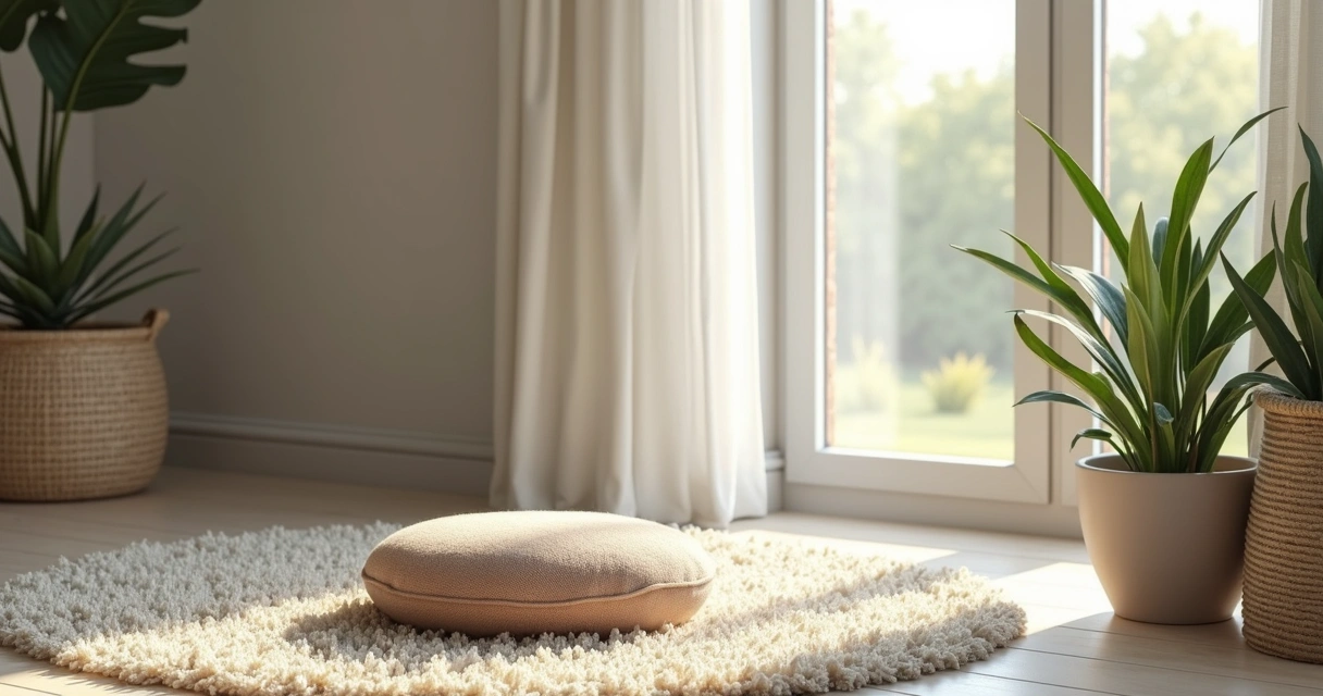 Espaço tranquilo para meditação em casa. 