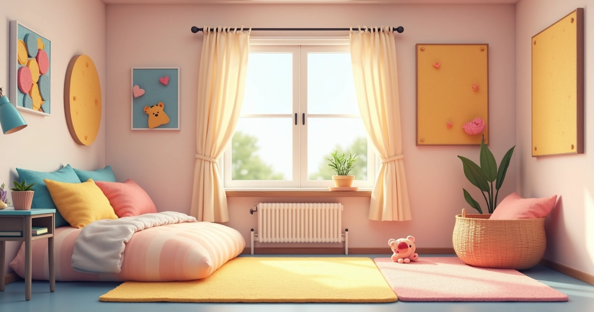 Cantinho sensorial com almofadas, painéis de texturas e luzes suaves 