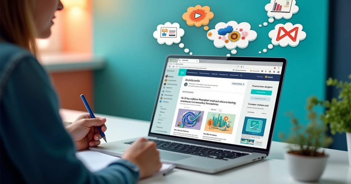 Tela de computador mostrando sugestões de design do Canva baseadas em IA