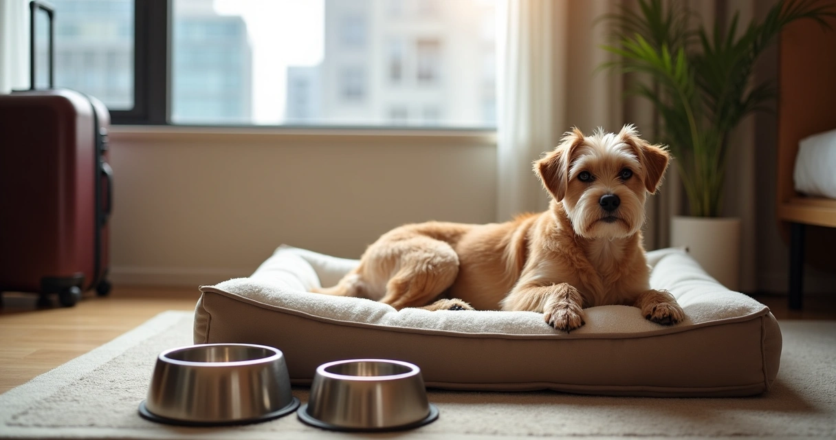 Cachorro descansando em hotel pet friendly 