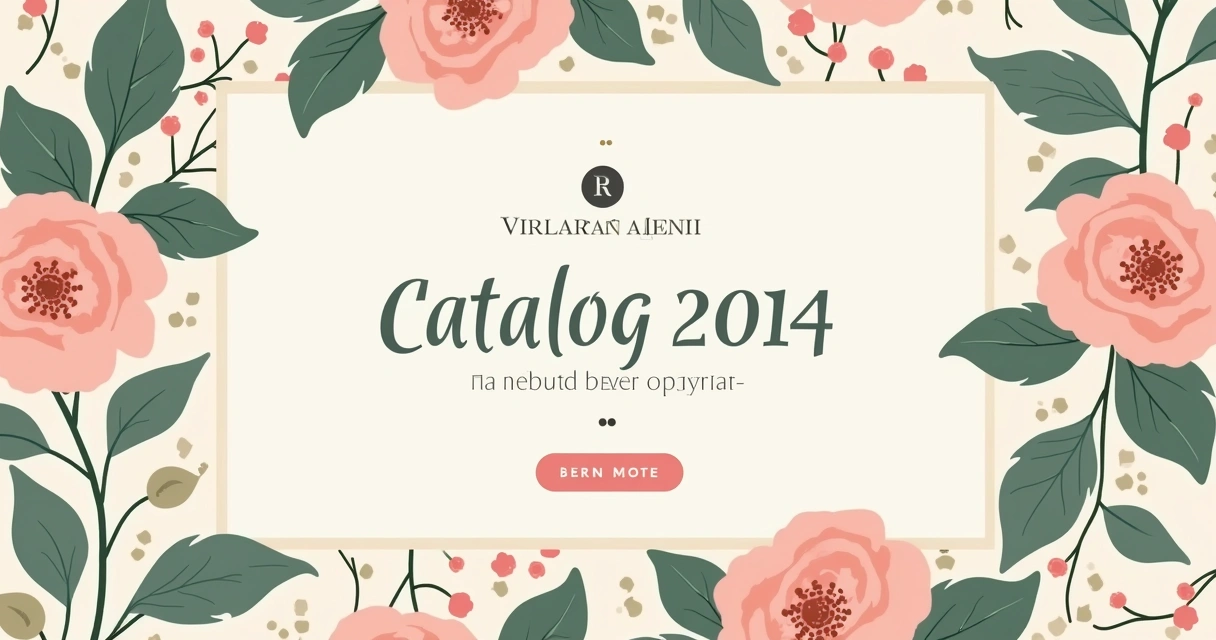 Capa de catálogo de produtos com fundo floral, logotipo e cores harmônicas