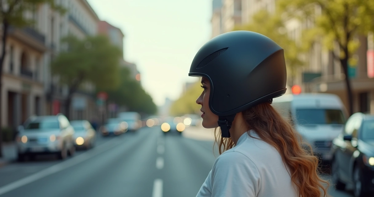 Capacete Norisk em motociclista na cidade 