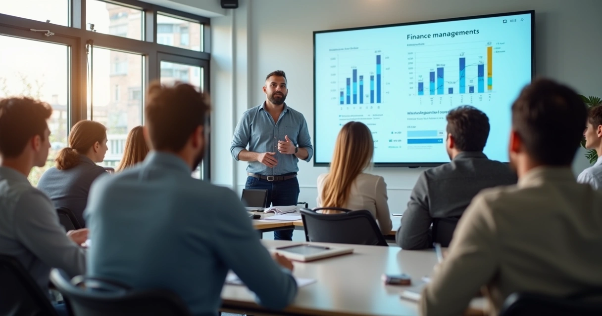 Pequenos empresários em sala de aula assistindo curso de capacitação 