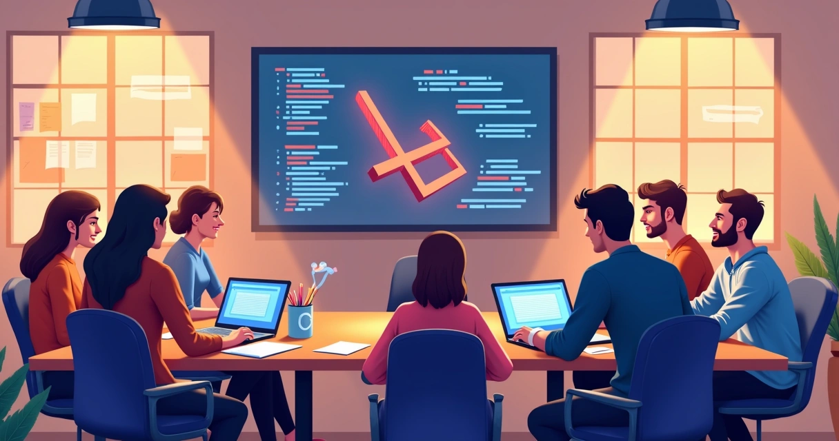 Equipe de desenvolvedores estudando Laravel em notebooks