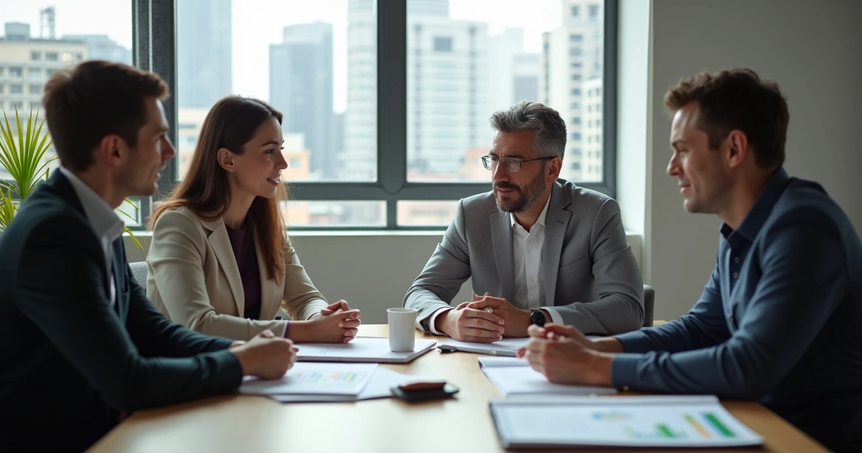 Gestor orienta colaborador em momento de feedback junto à equipe, PME brasileira 
