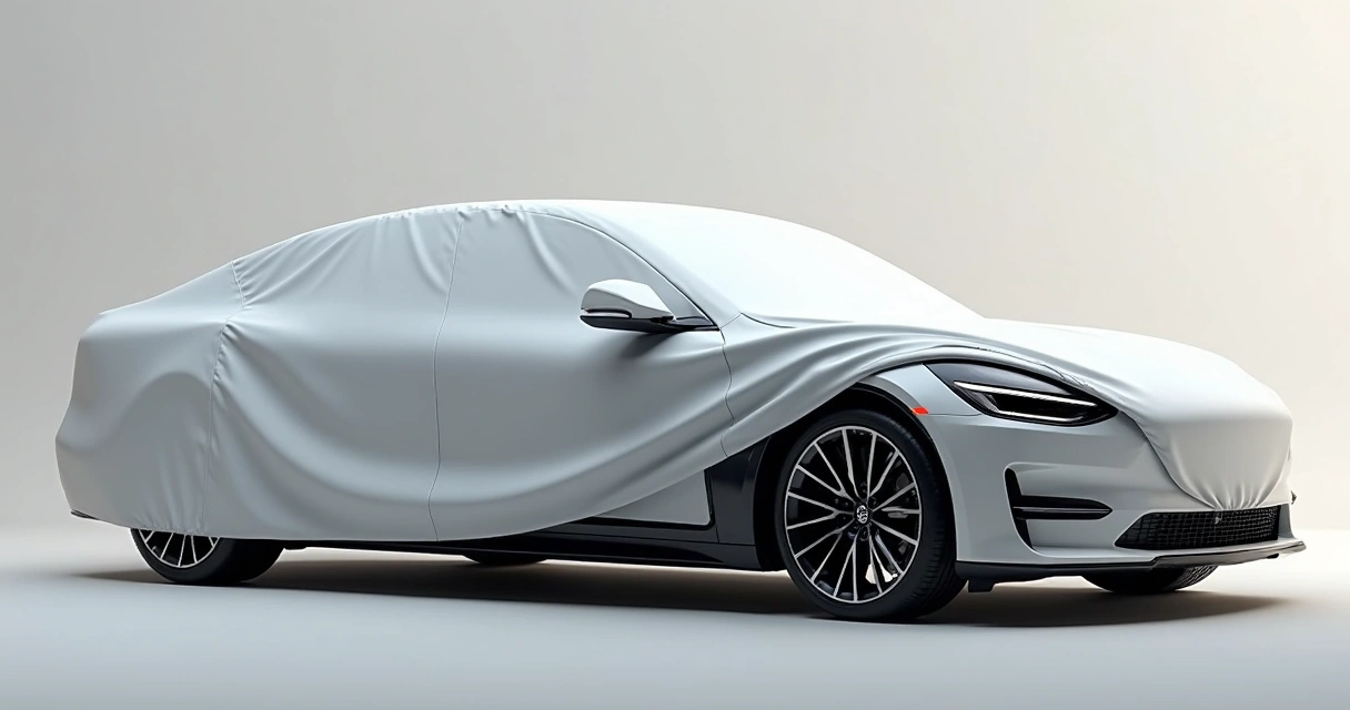 Diferentes capas automotivas sobrepostas em um carro, mostrando cores e texturas variadas 