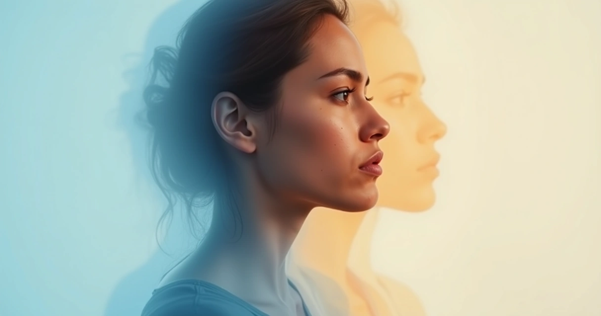 Diagrama visual de capas emocionales con rostro y colores suaves