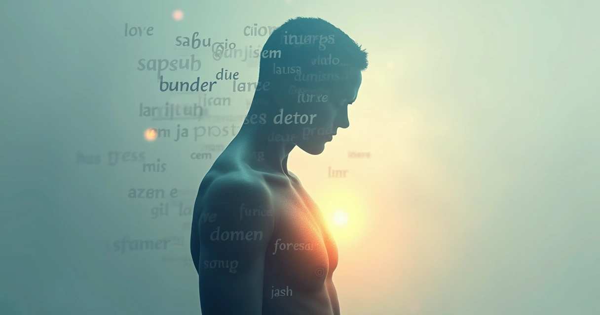 Silueta humana con capas de emociones y reflexión