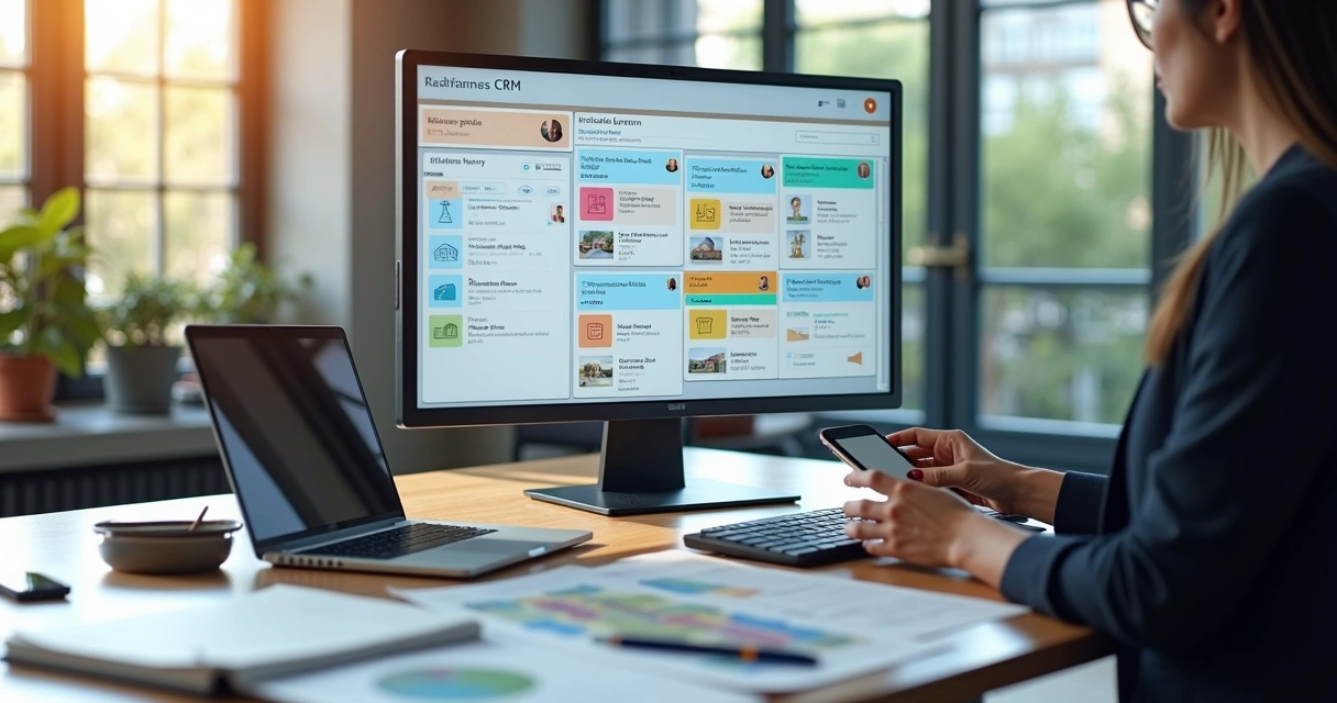 Gestão digital de imóveis em painel Kanban de CRM imobiliário 